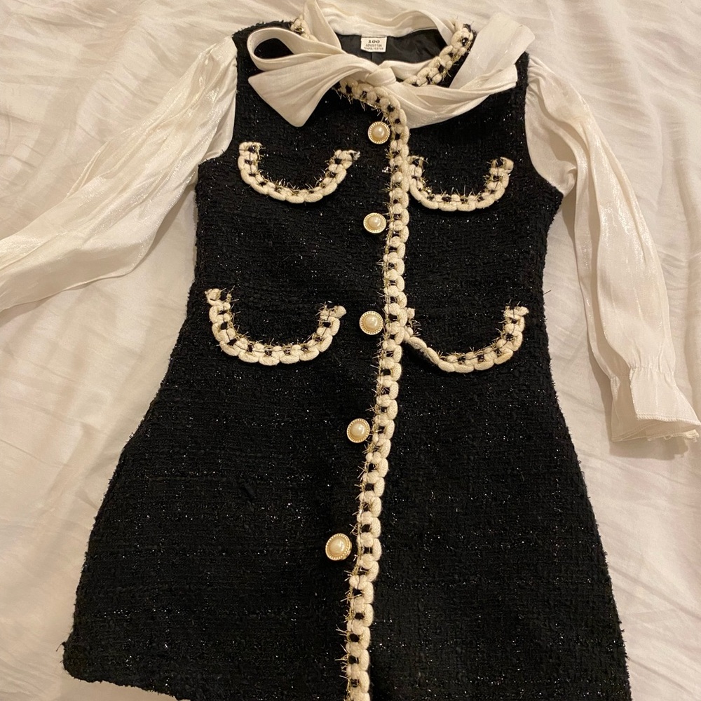Girls tweed dress coco vibes beautiful fabric